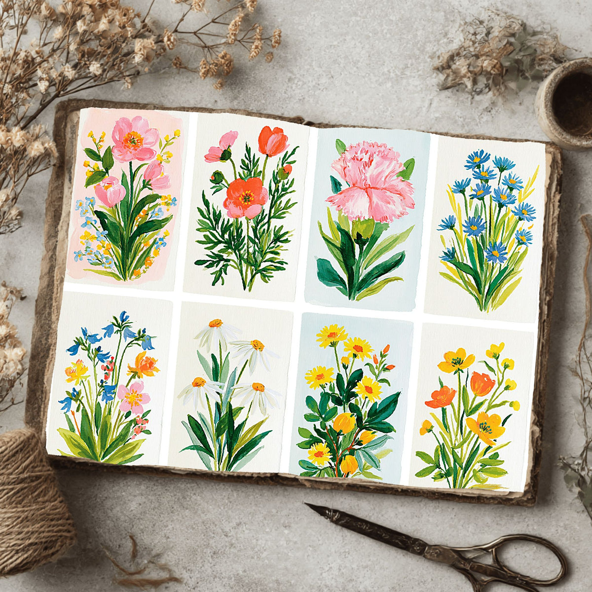 Watercolor Wildflower Botanical Illustration Set