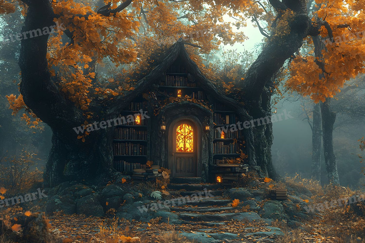 Whisper Library Forest digital photo backdrop for photo editing, preview 5