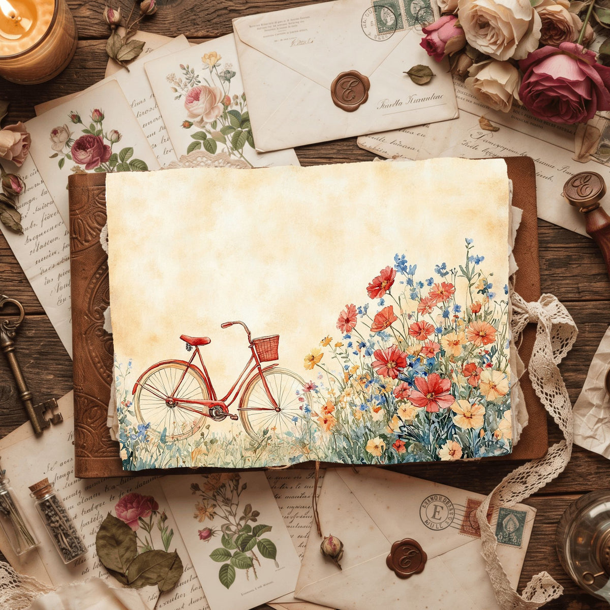 Wildflower Bicycle Basket Paper