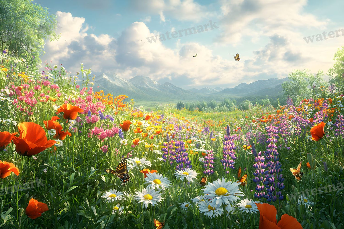 Wildflower Haven Botanical digital photo backdrop for photo editing, preview 5