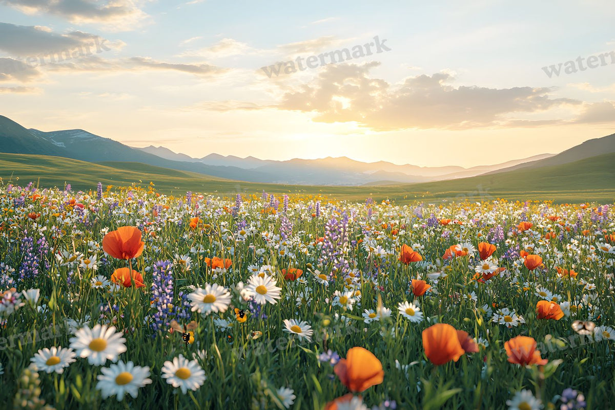 Wildflower Haven Botanical digital photo backdrop for photo editing, preview 5