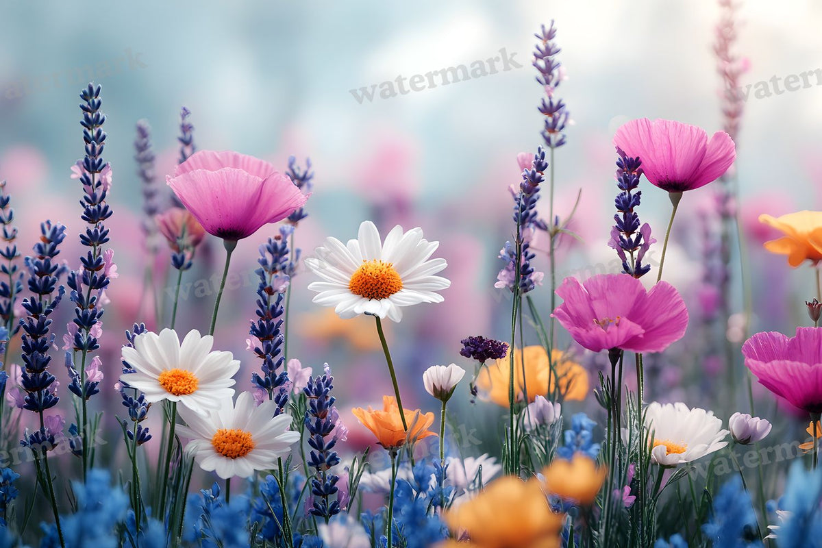 Wildflower Meadow Whimsical digital photo backdrop for photo editing, preview 5