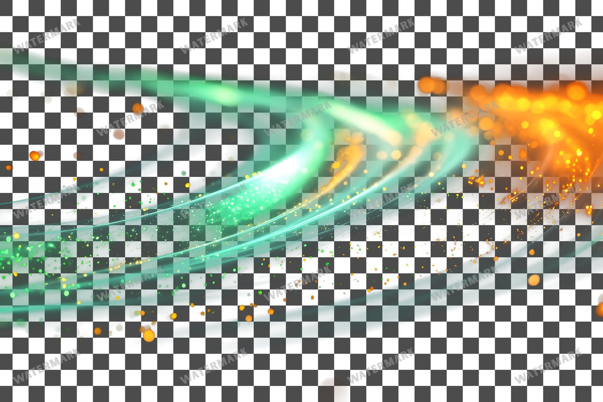 Abstract Green Light Streaks Dynamic Transparent Overlay Pngs