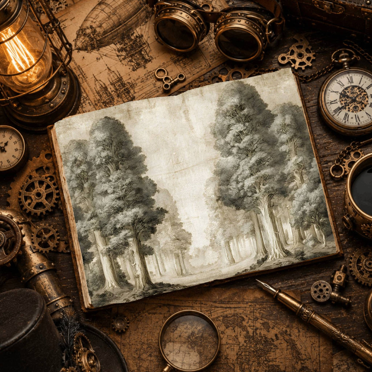 Ancient Forest Tall Trees Digital Papers