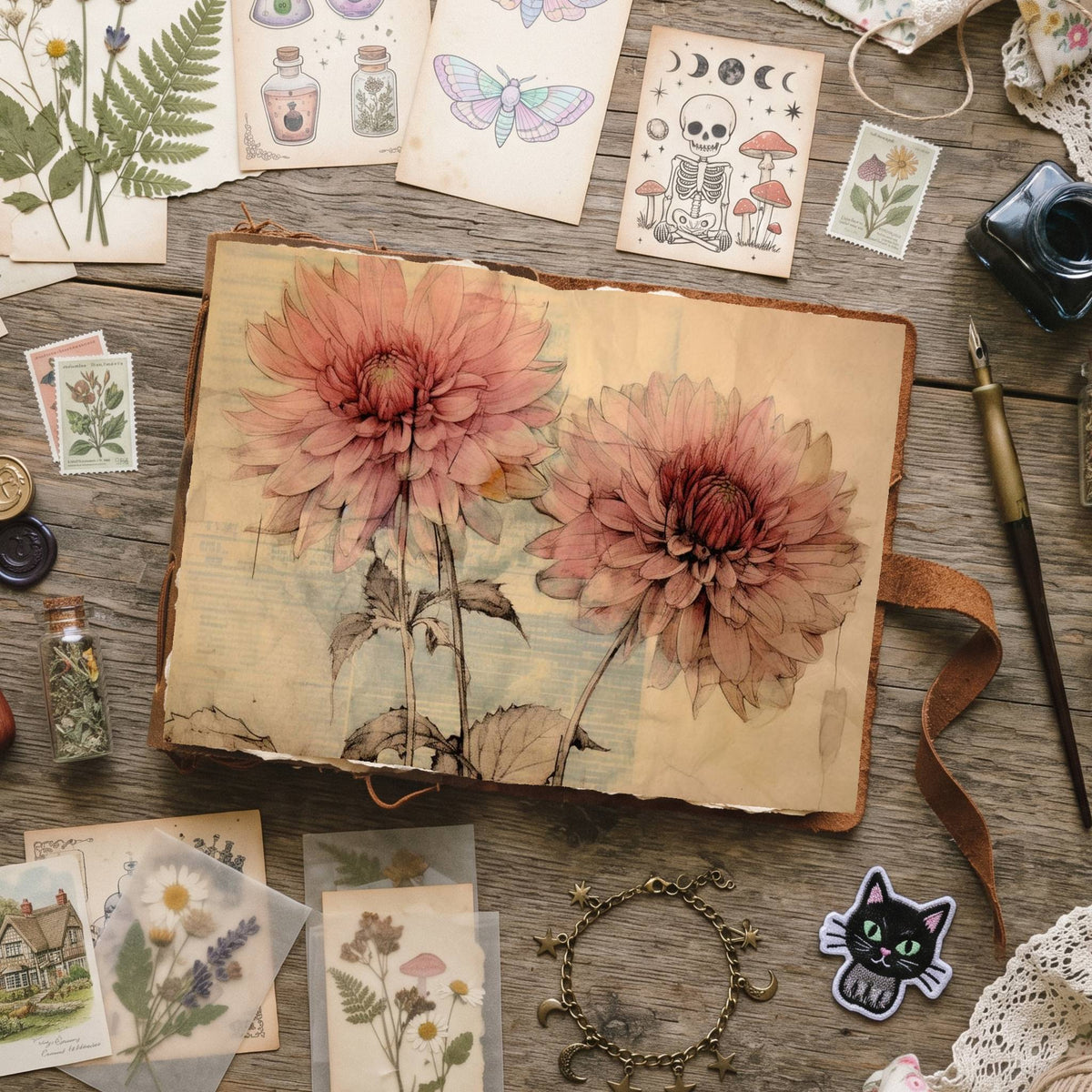 Autumn Dahlias Digital Papers