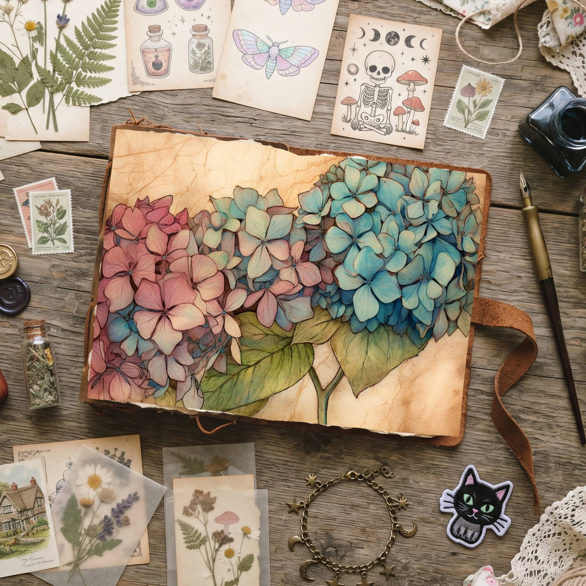Autumn Hydrangea Digital Papers