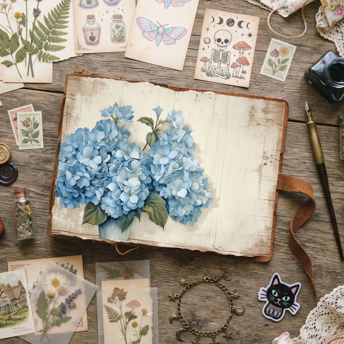 Blue Hydrangea Digital Papers