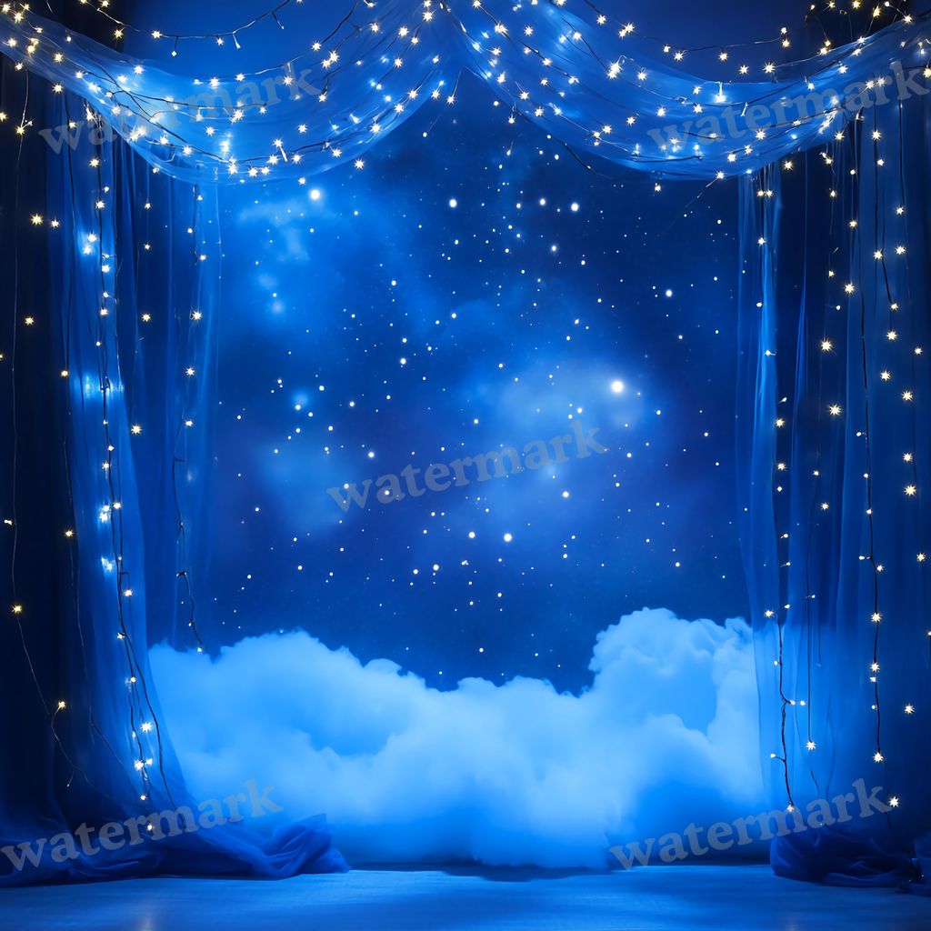Blue Starry digital photo backdrop for photo editing, preview 4