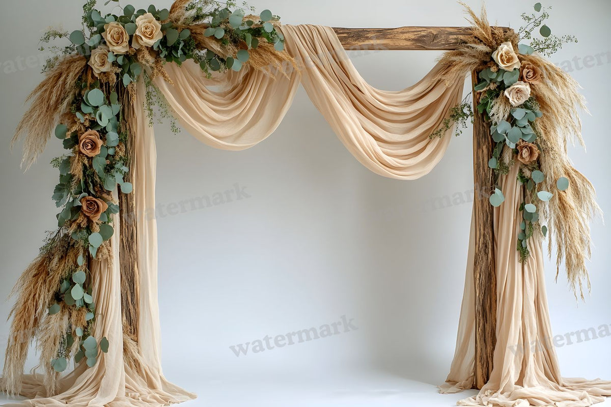 Boho Natural Wood Arch Backdrop Images