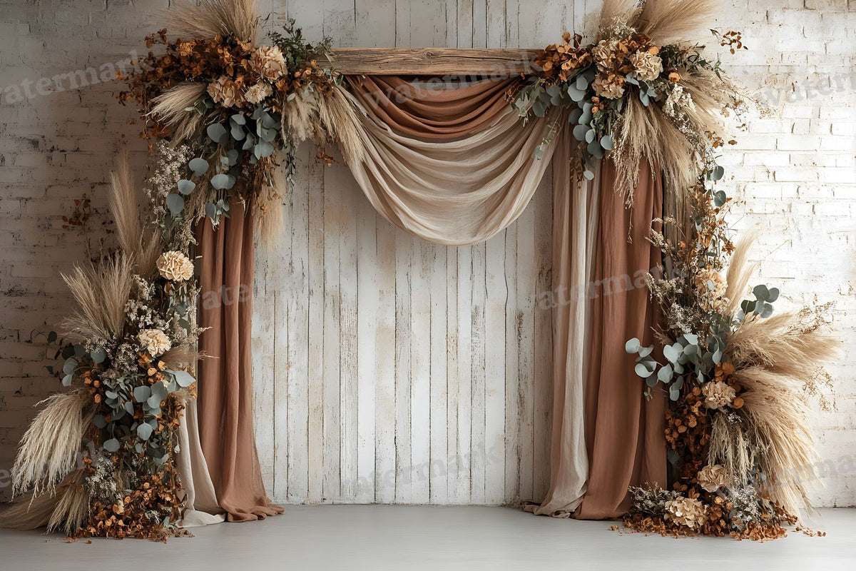 Boho Natural Wood Arch Backdrop Images