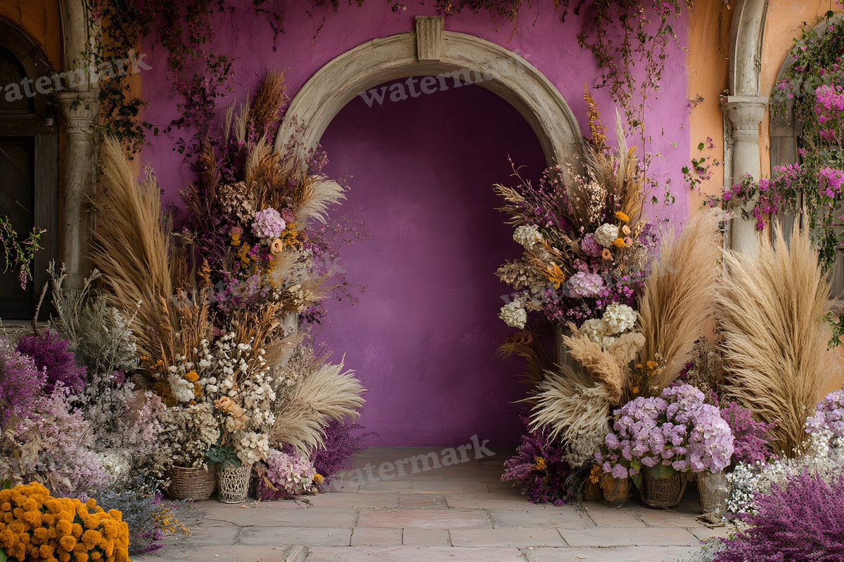 Boho Purple Arch Backdrop Images