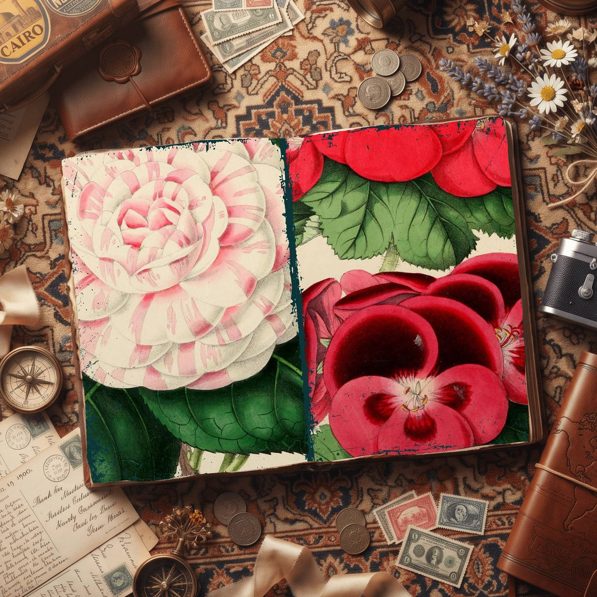 Botanical printable junk journal paper, page preview 6