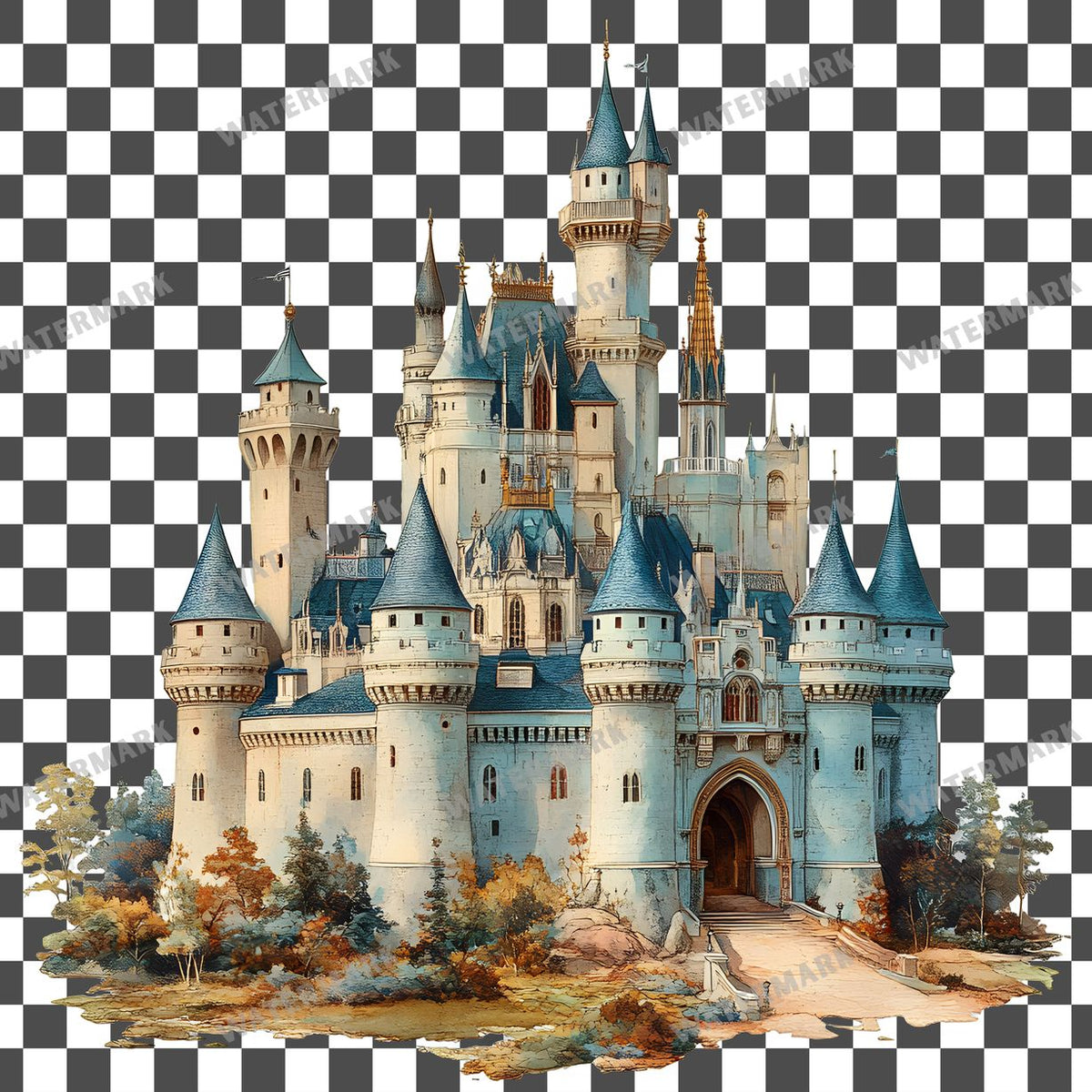 Castle Vintage Style Clipart Pngs