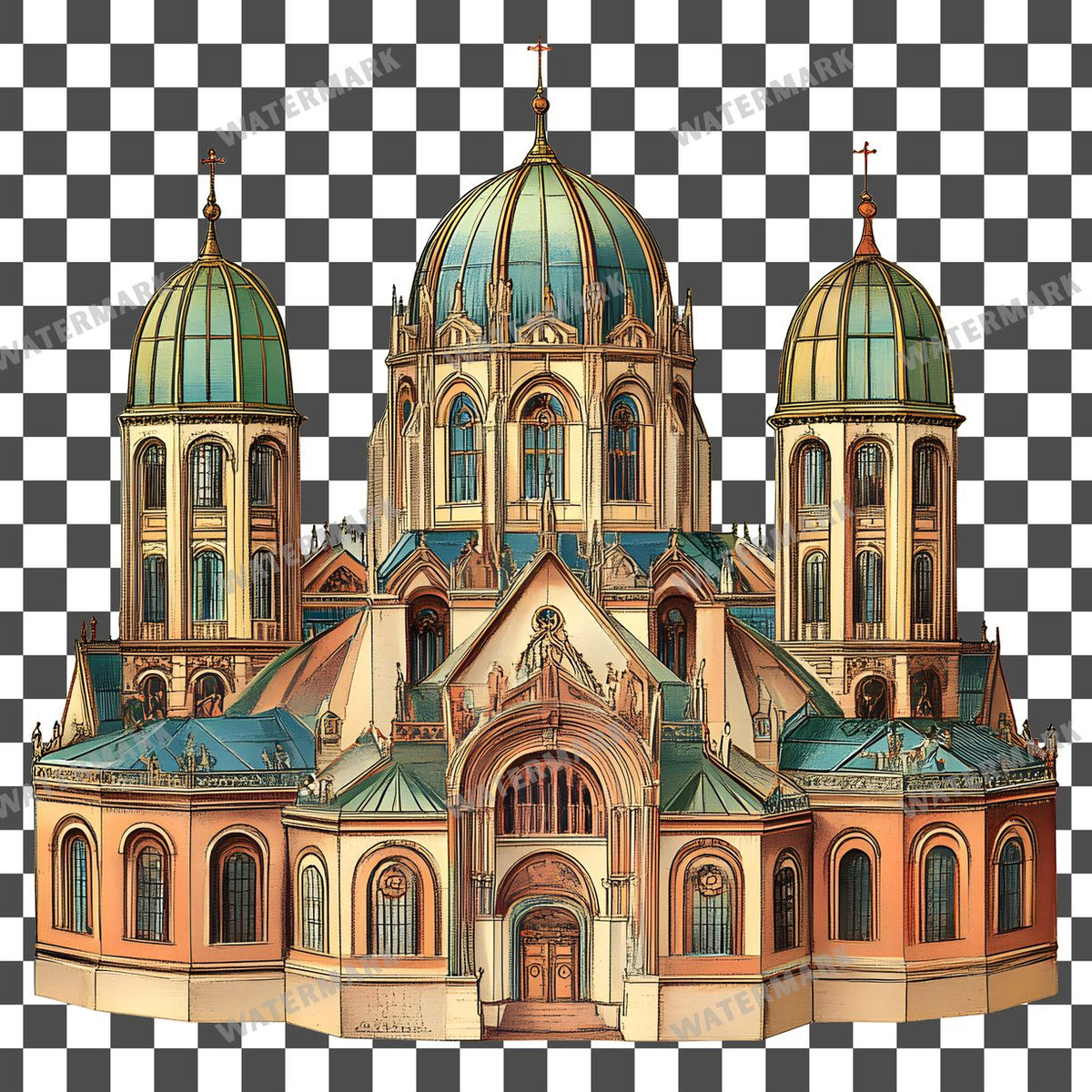 Cathedral Vintage Style Clipart Pngs