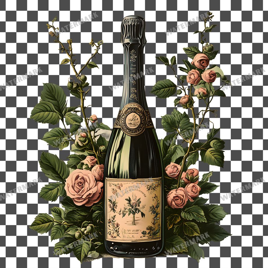 Champagne Vintage Style Clipart Pngs
