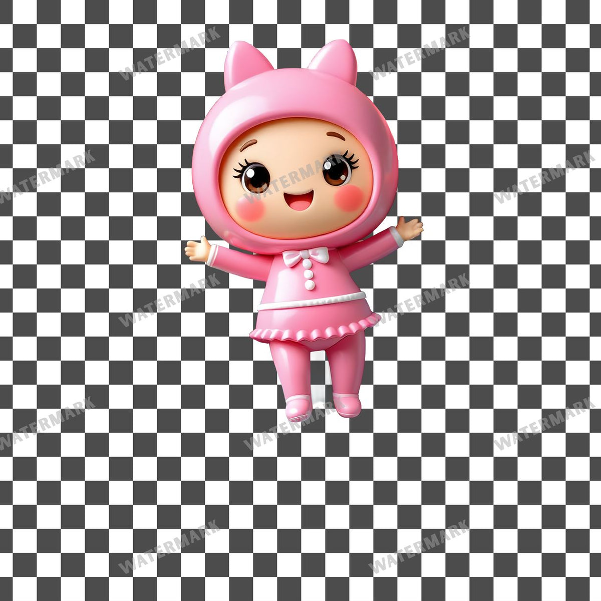 Chibi Donut Mascot clipart PNG on a transparent background, design 6
