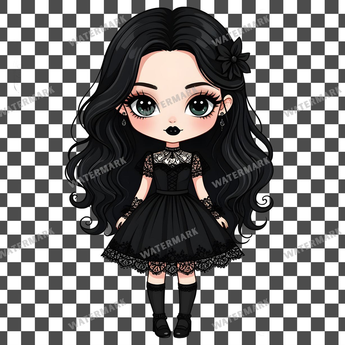 Chibi Goth Girl Clipart Pngs