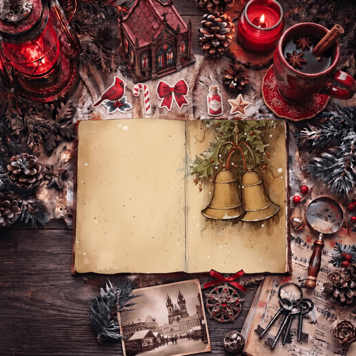 Christmas Bells Vintage Digital Papers