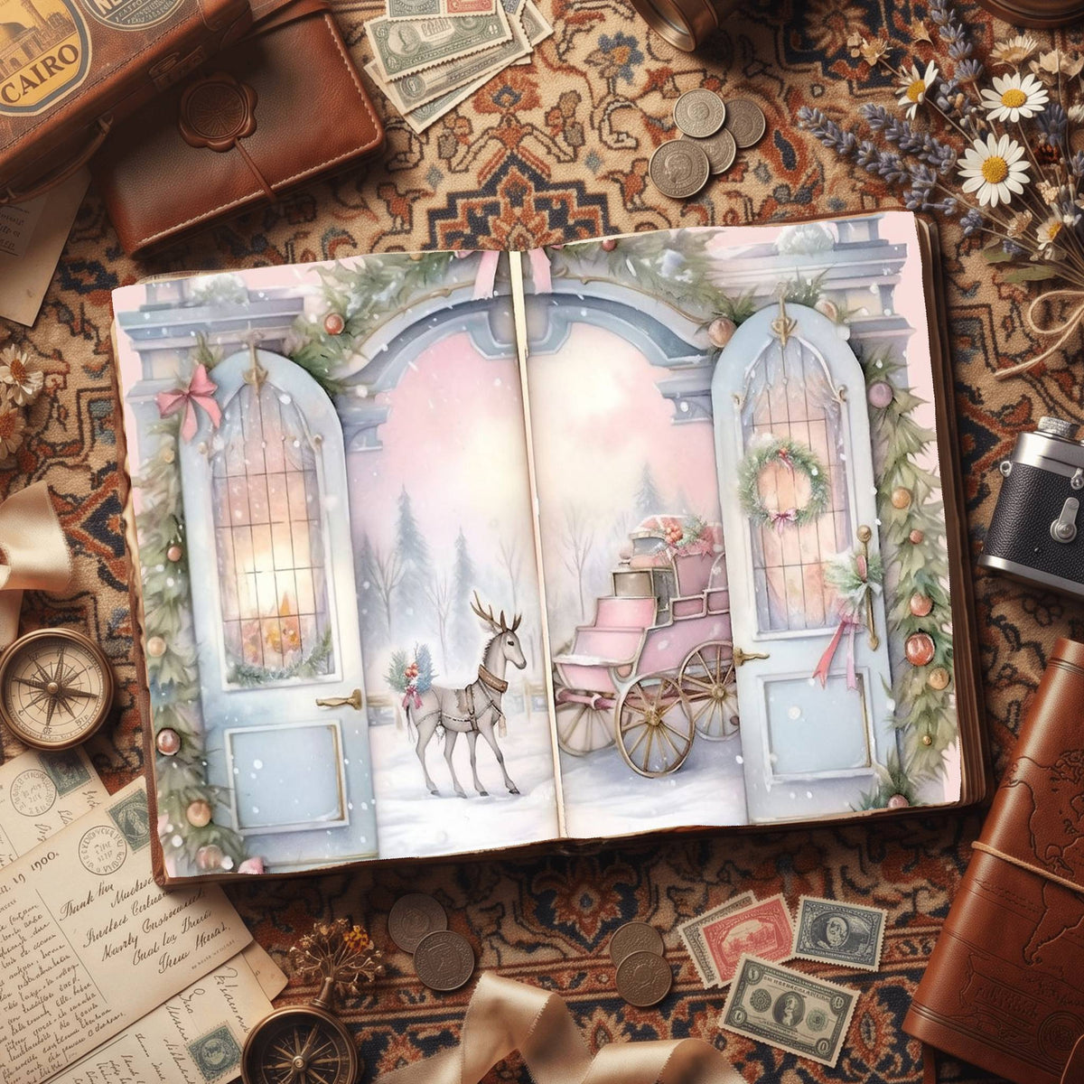Christmas Pastel Rococo Digital Papers