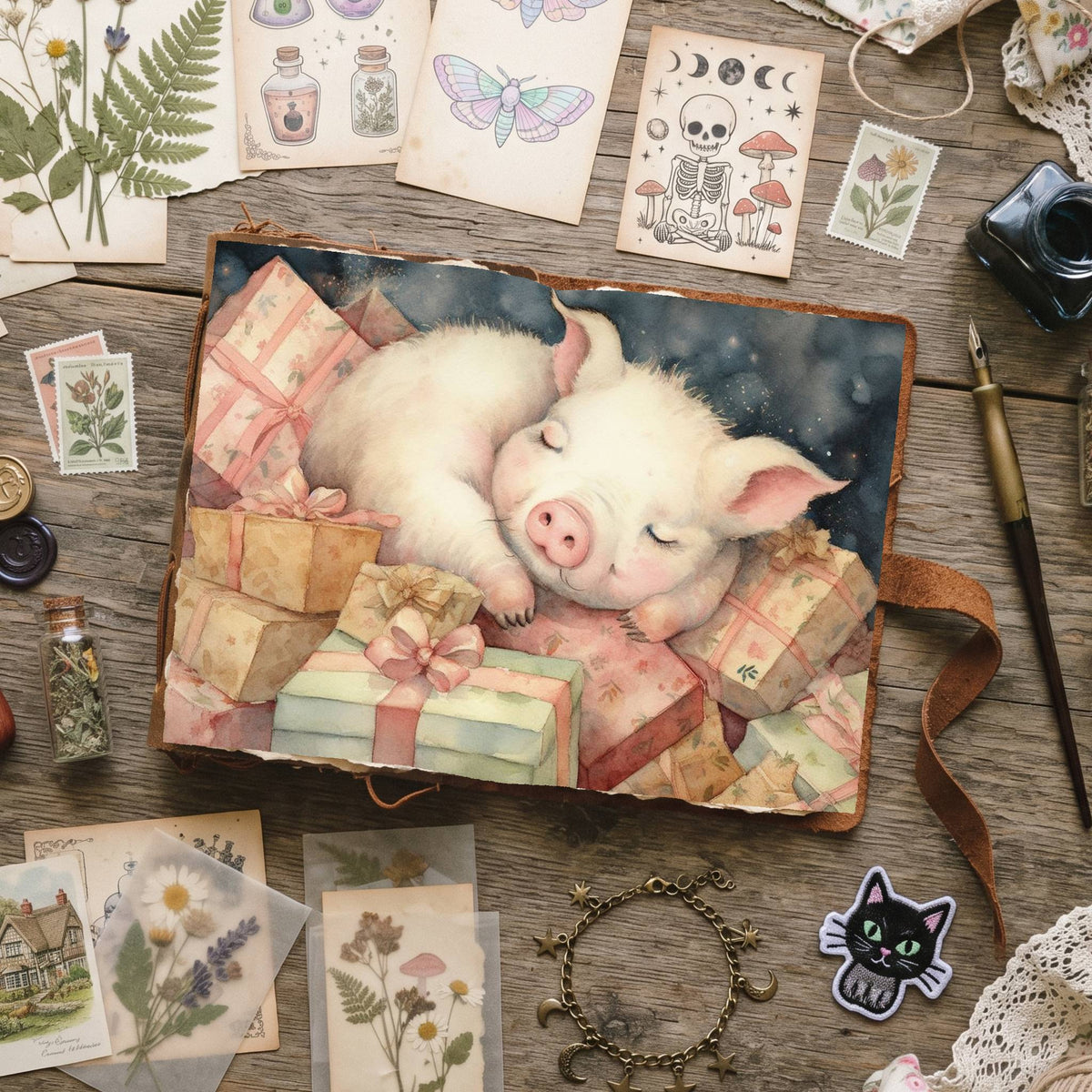 Christmas Piglets Digital Papers