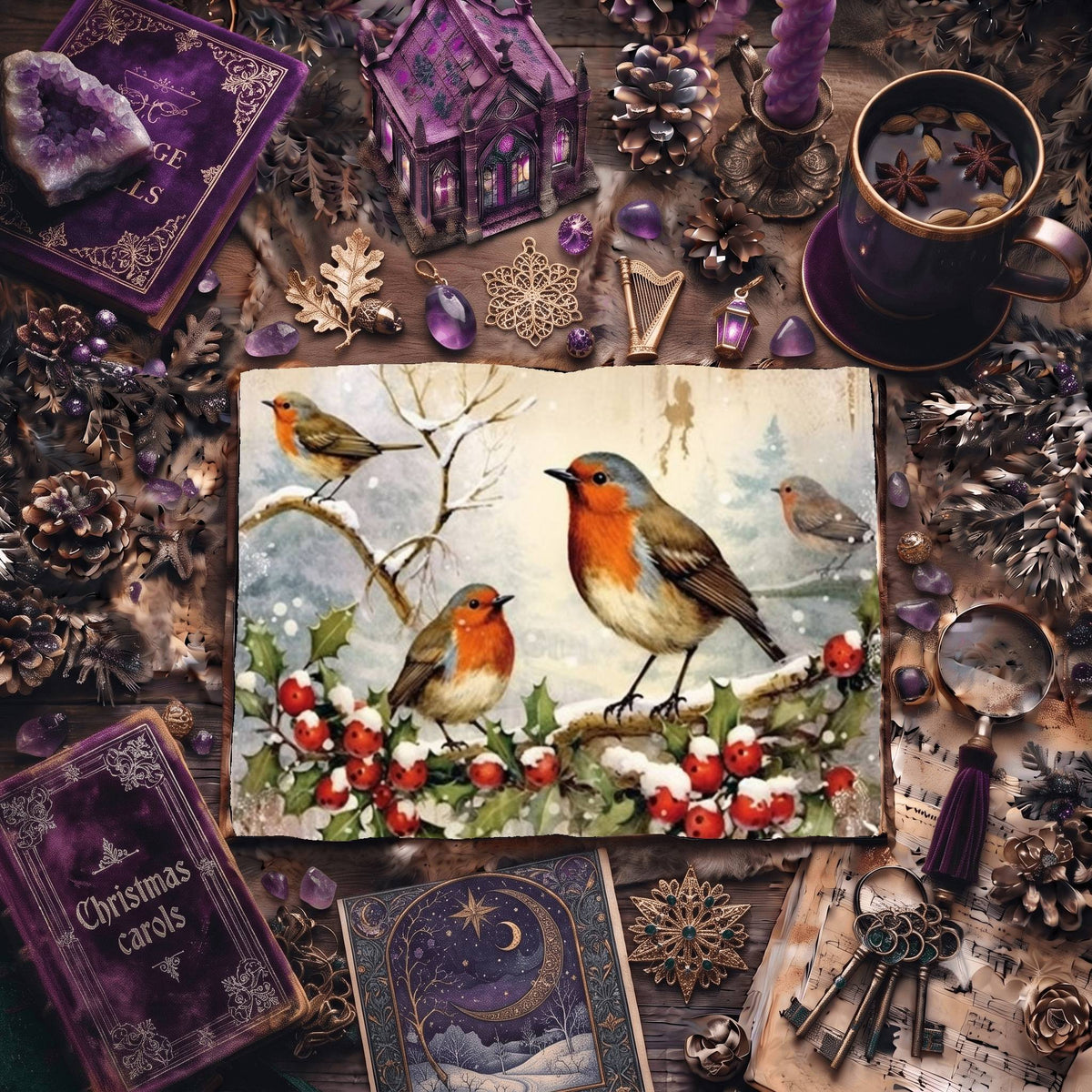 Christmas Robins Digital Papers