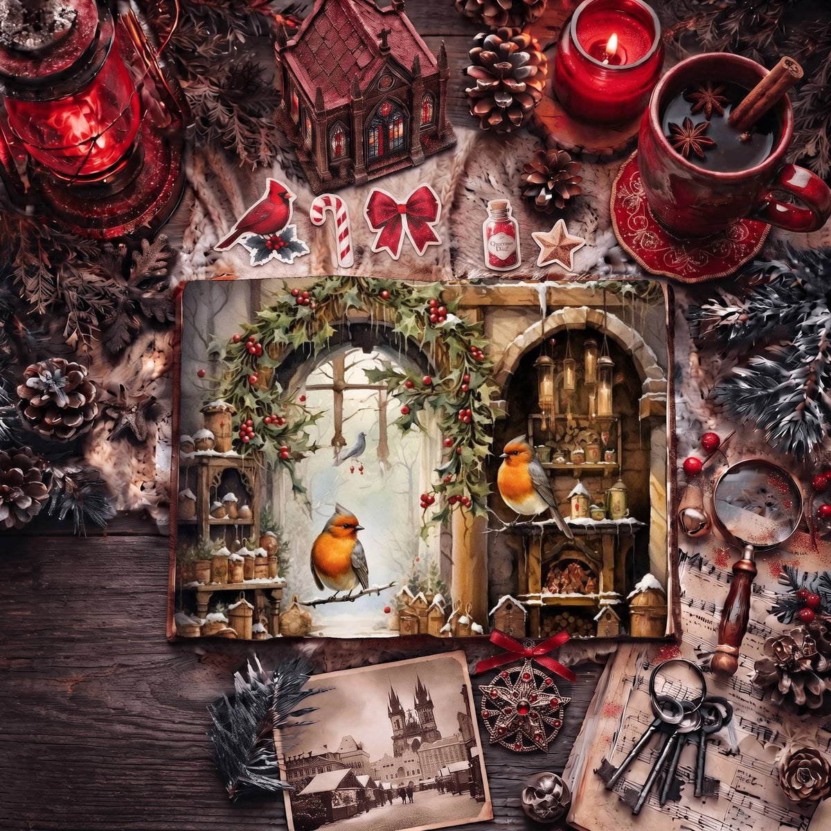 Christmas Robins Digital Papers