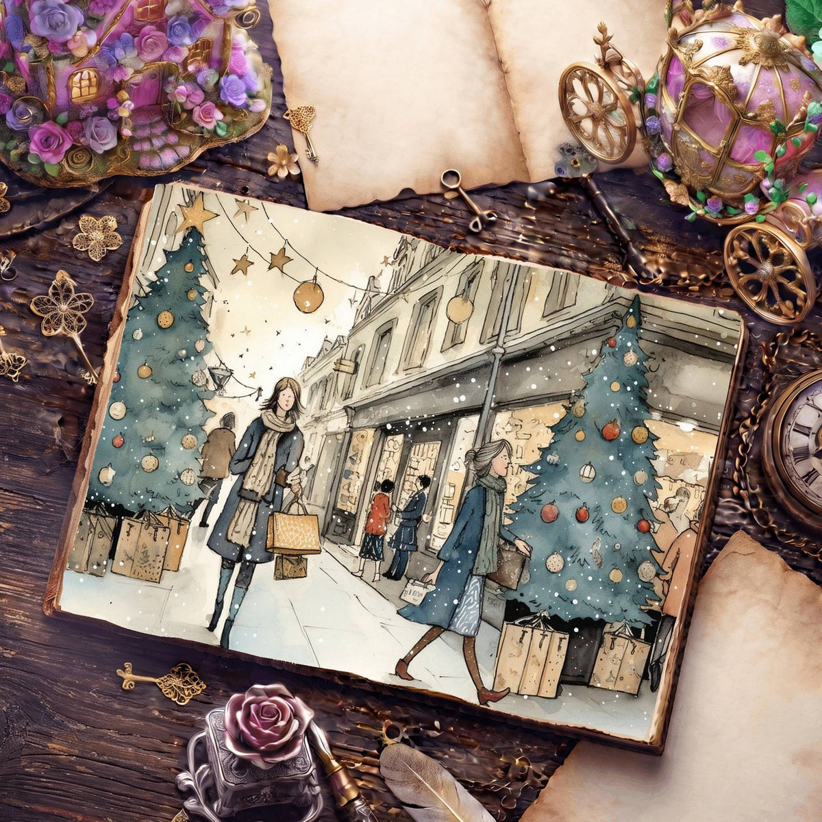 Christmas Shopping Digital Papers