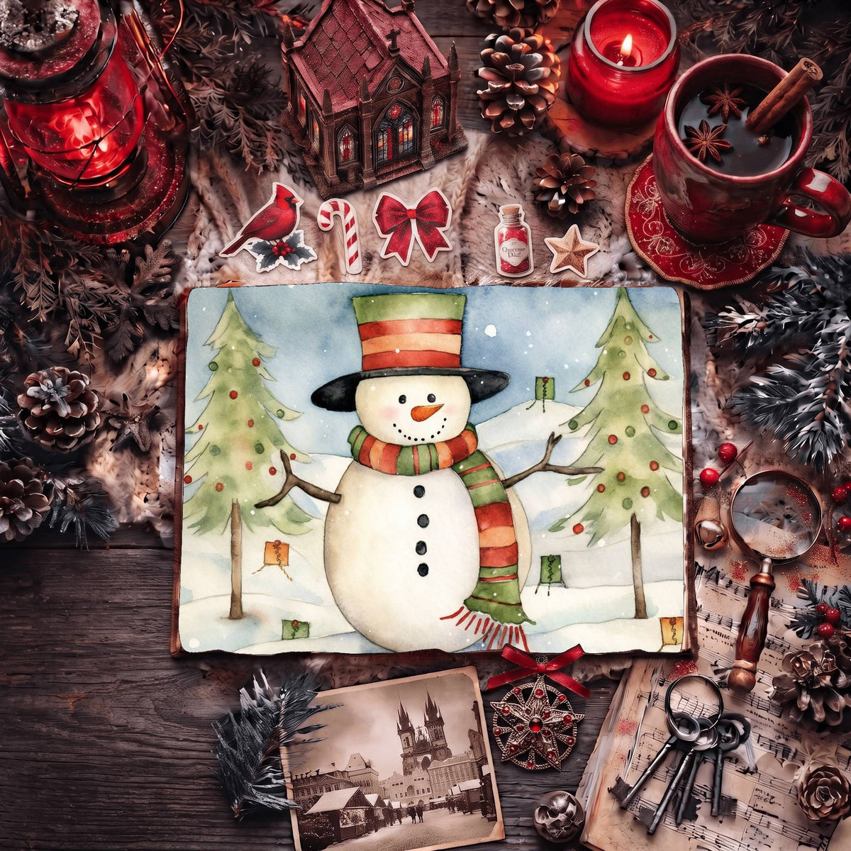 Christmas Snowman Digital Papers