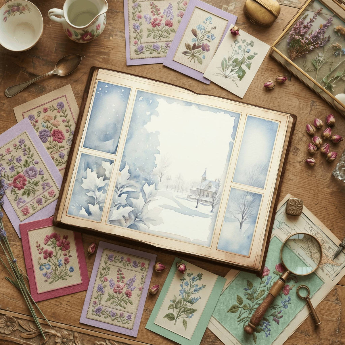 Christmas Snowy Window Digital Papers