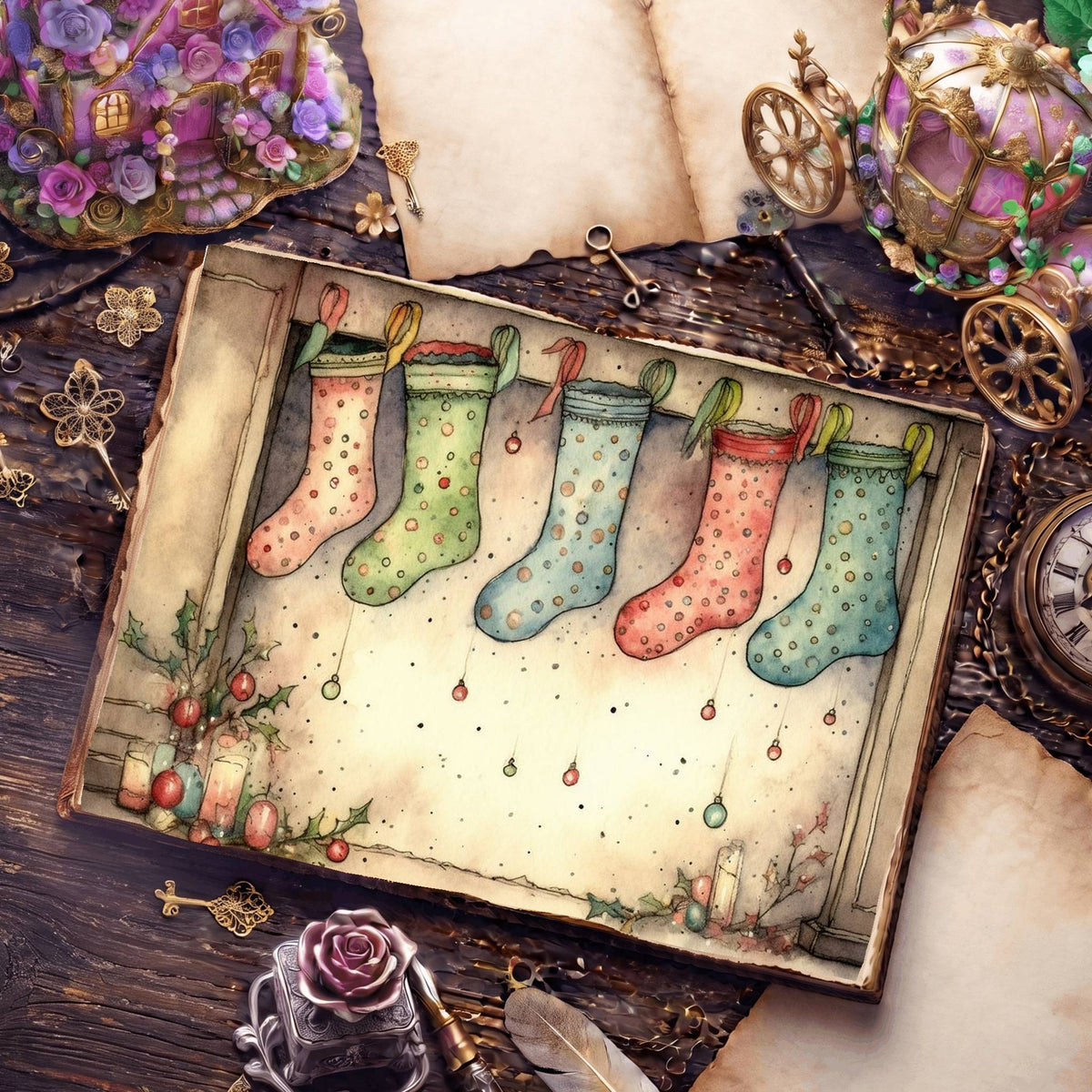 Christmas Stockings Digital Papers