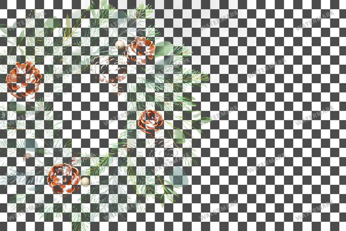 Christmas Wreath PNG overlay on a transparent checkered background, preview 6