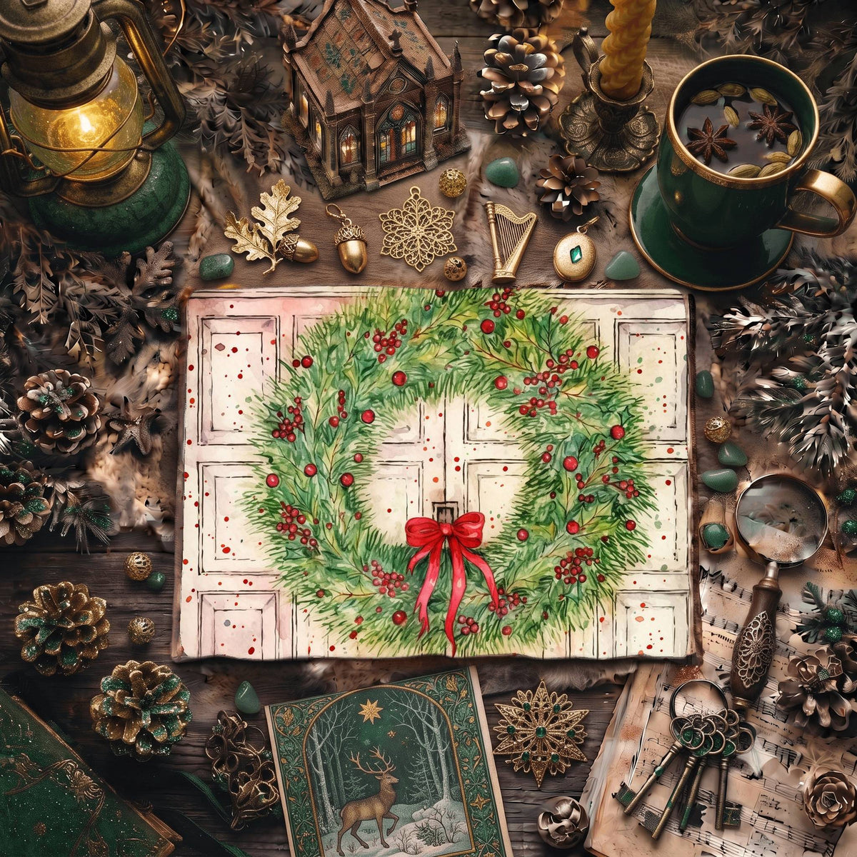 Christmas Wreaths Digital Papers