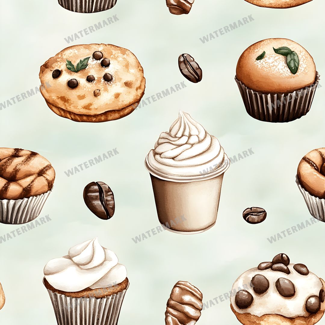 Coffee seamless pattern digital paper, repeating design 6