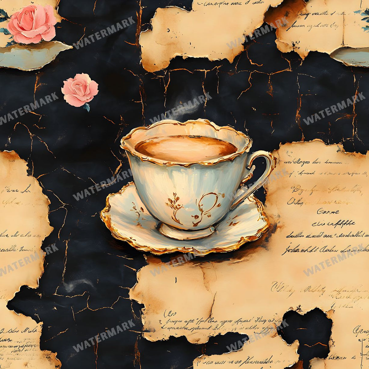 Coffee seamless pattern digital paper, repeating design 6