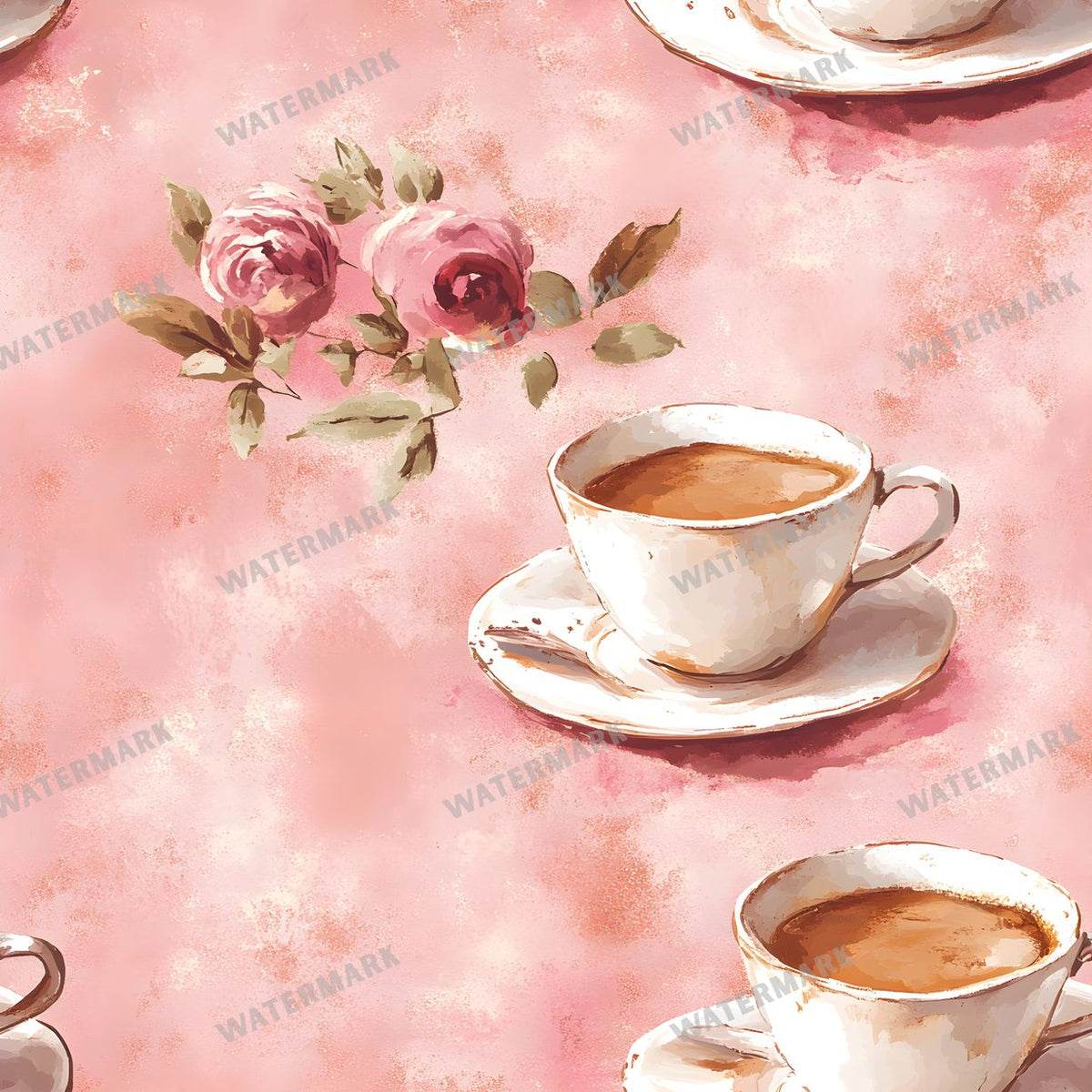 Coffee seamless pattern digital paper, repeating design 6
