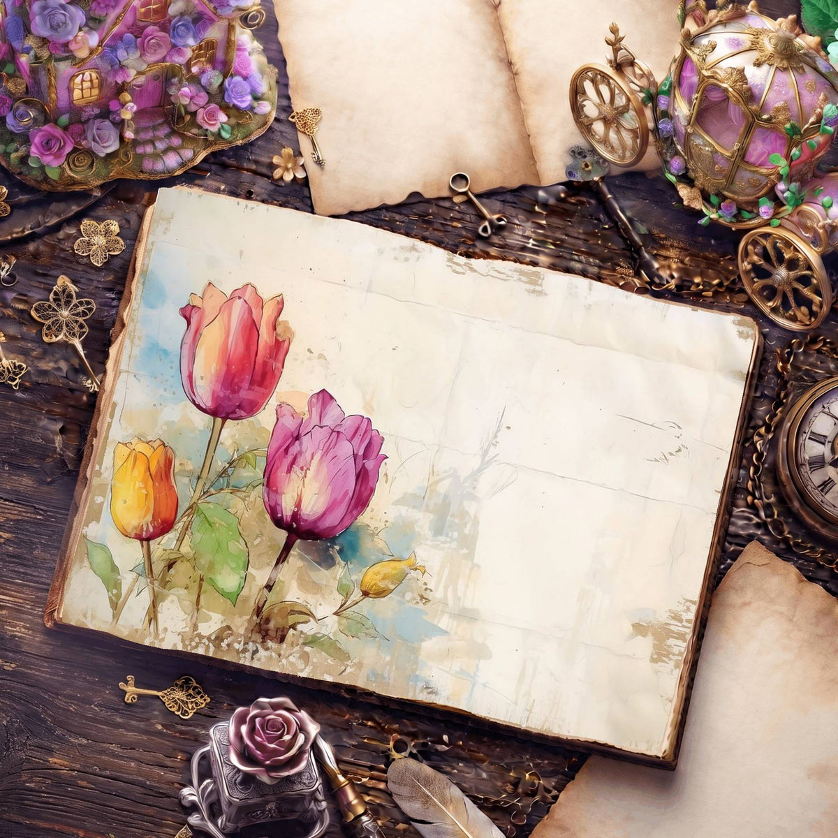 Colorful Tulips Digital Papers