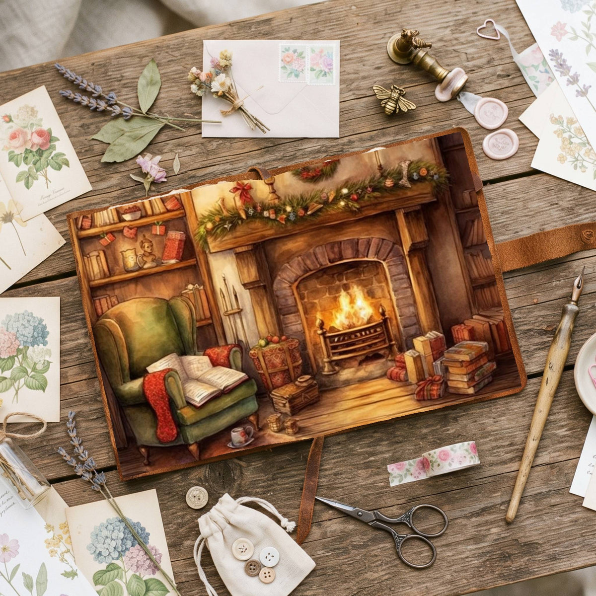 Cosy Christmas Fireplace Digital Papers