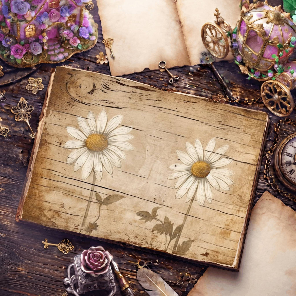 Daisy Flowers Digital Papers
