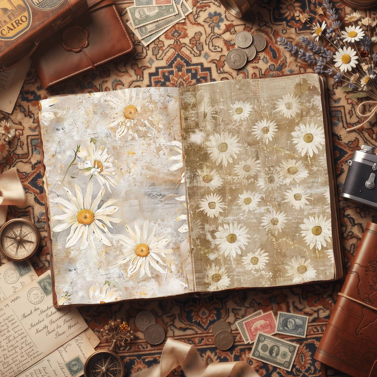 Daisy Flowers Digital Papers