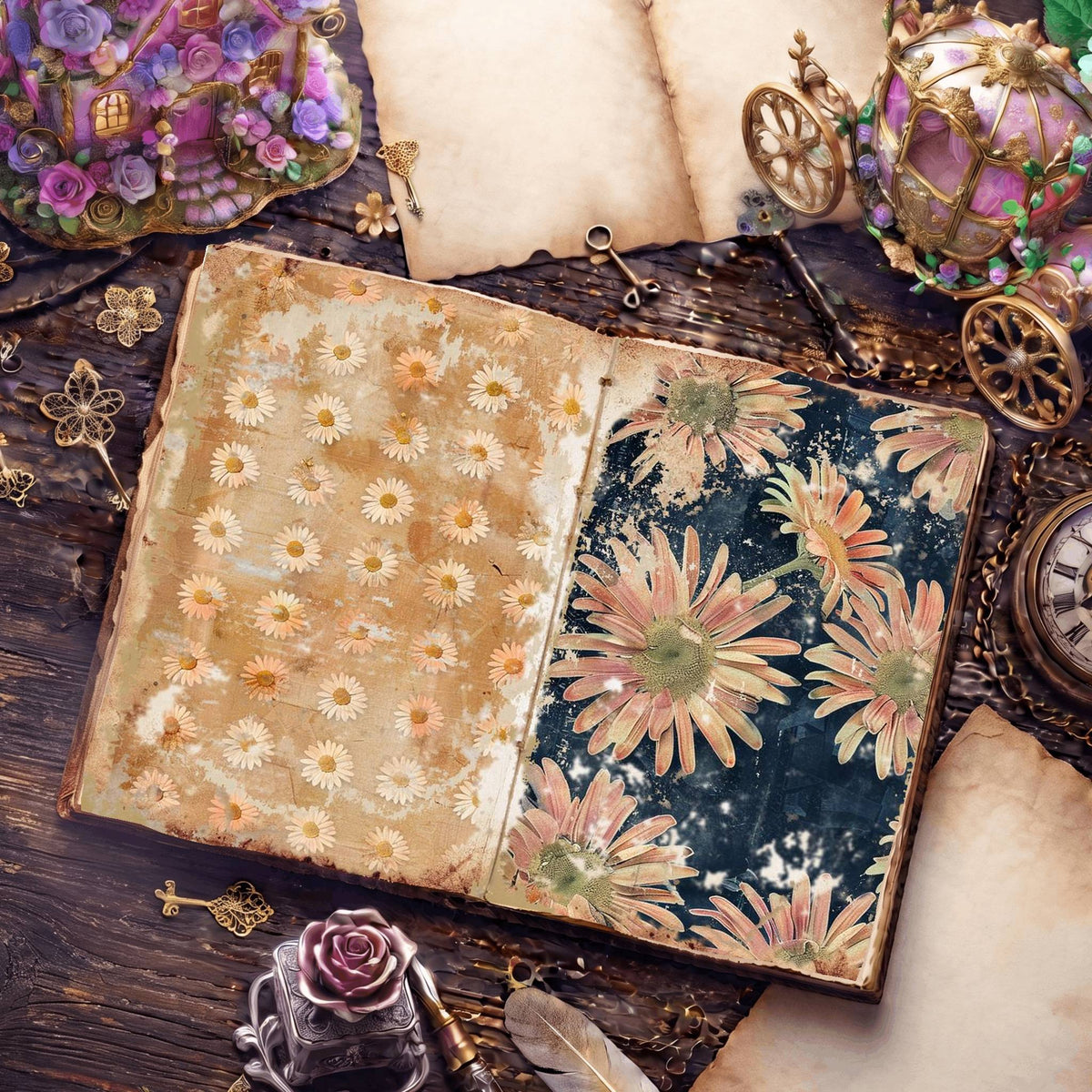 Daisy Flowers Digital Papers