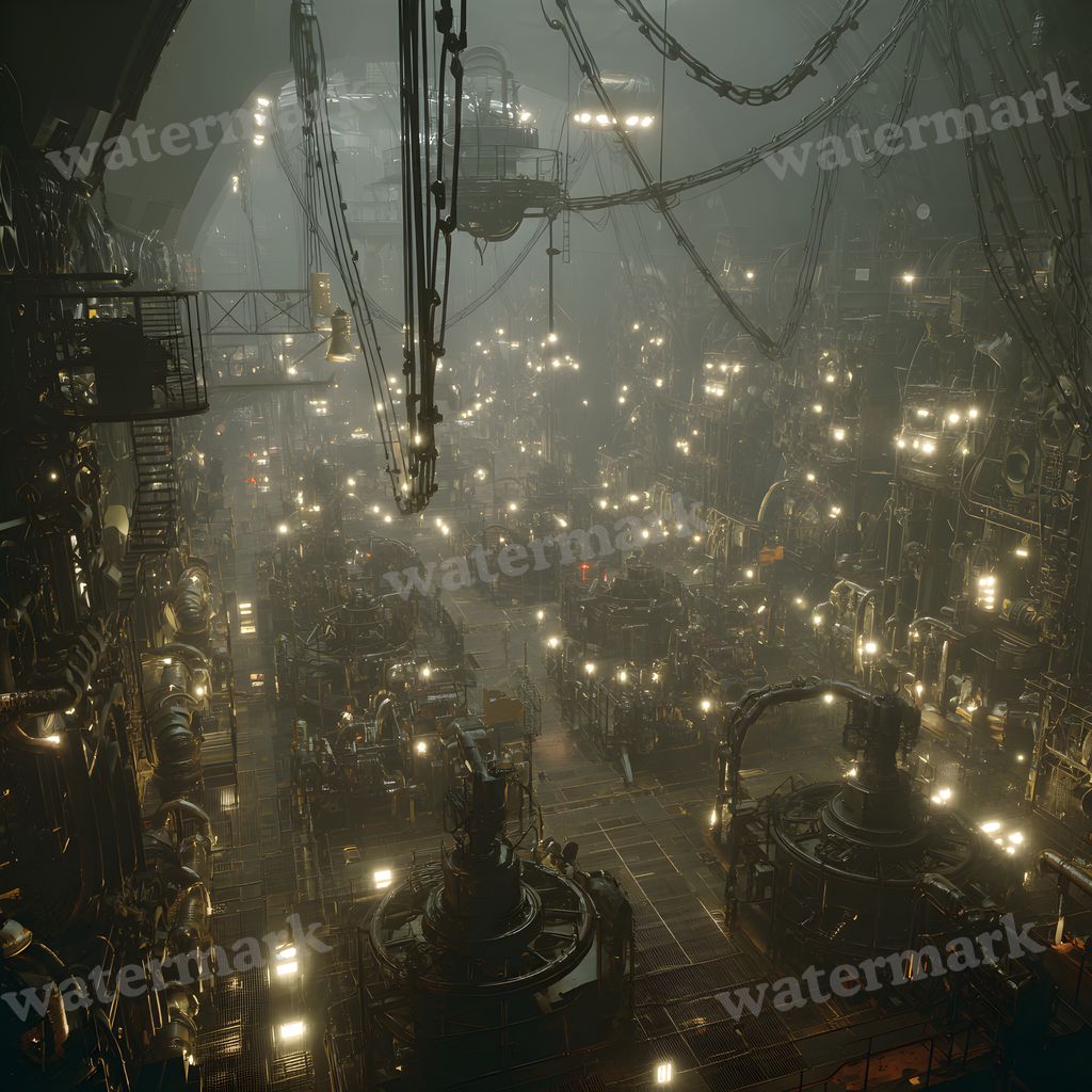 Dark Steampunk Factory Night Backdrop Images