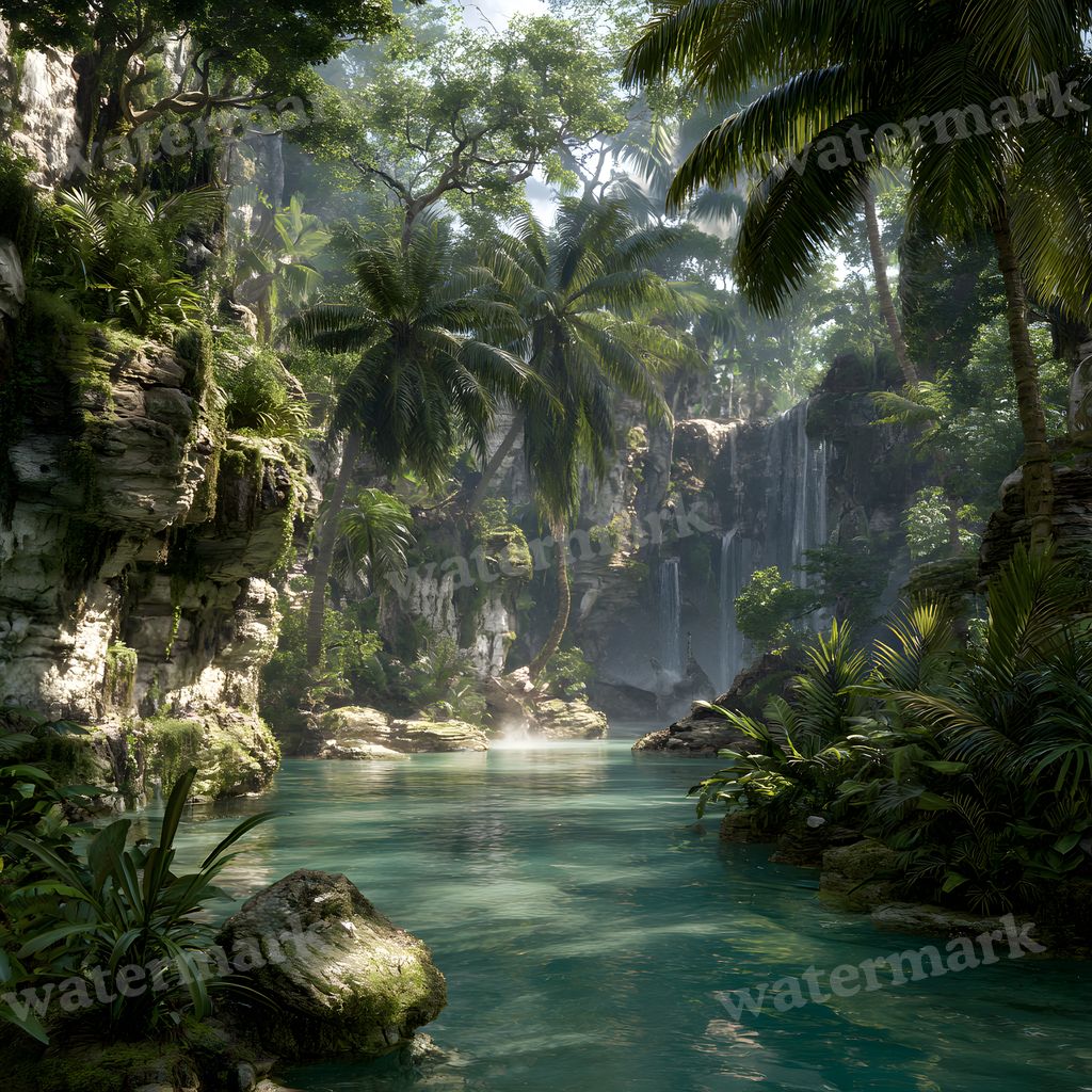 Detailed Tropical Landscape Backdrop Images