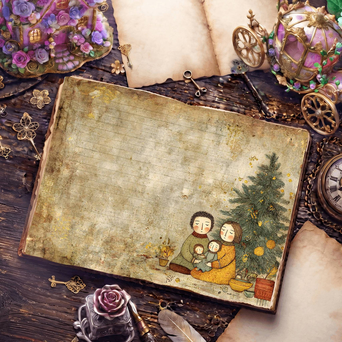 Earthy Colors Christmas Digital Papers