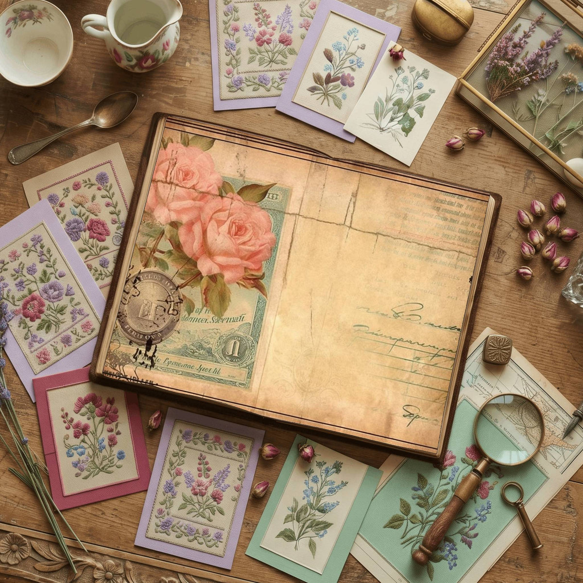Faded Pink Roses Digital Papers