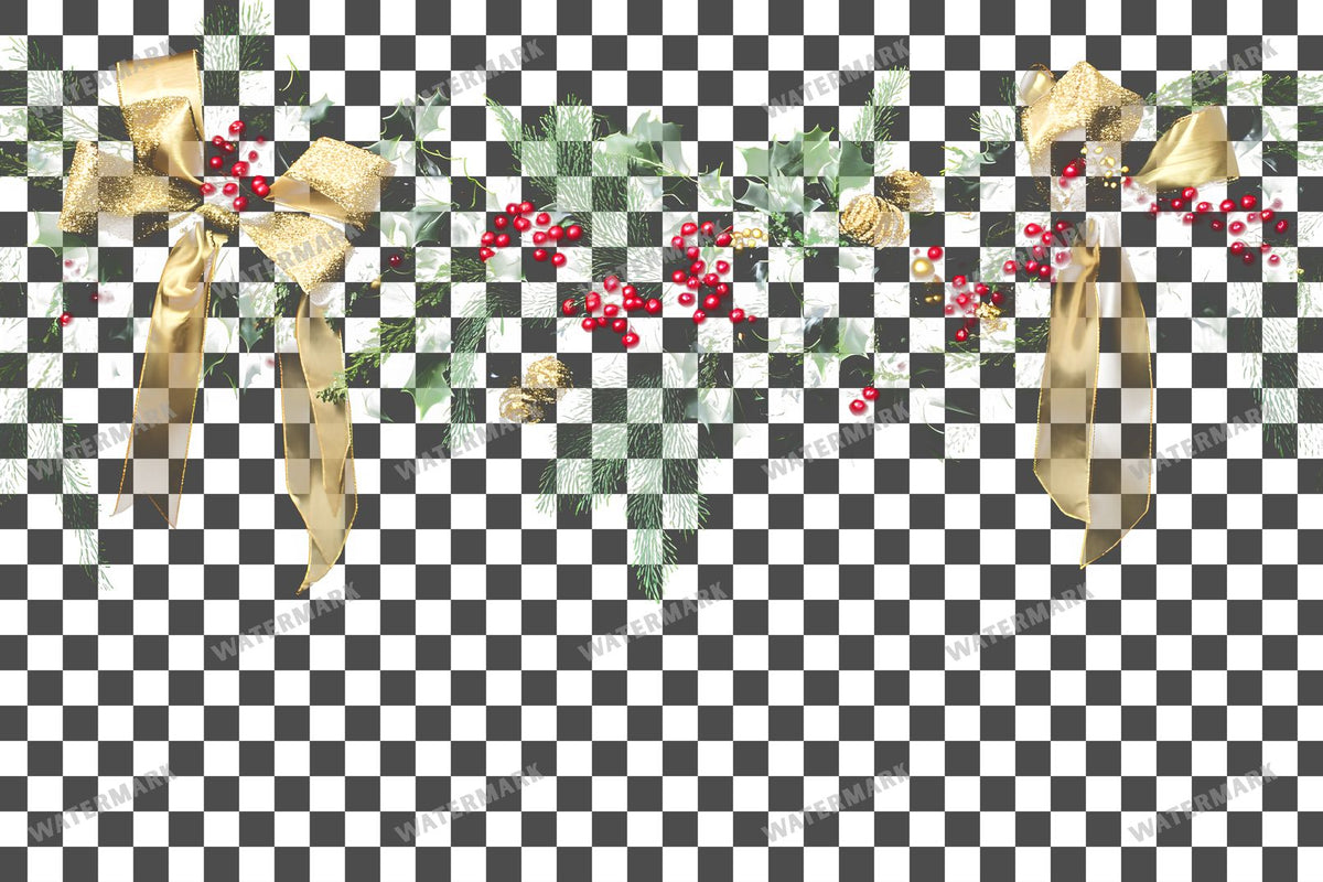 Festive Garland PNG overlay on a transparent checkered background, preview 6