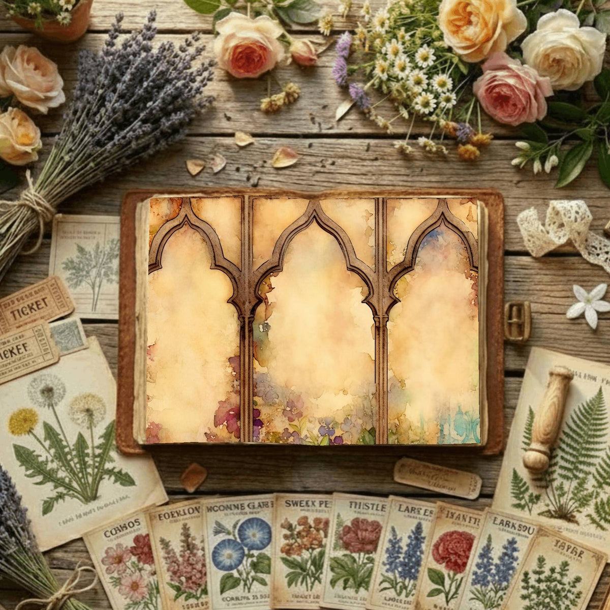 Floral Arches Digital Papers