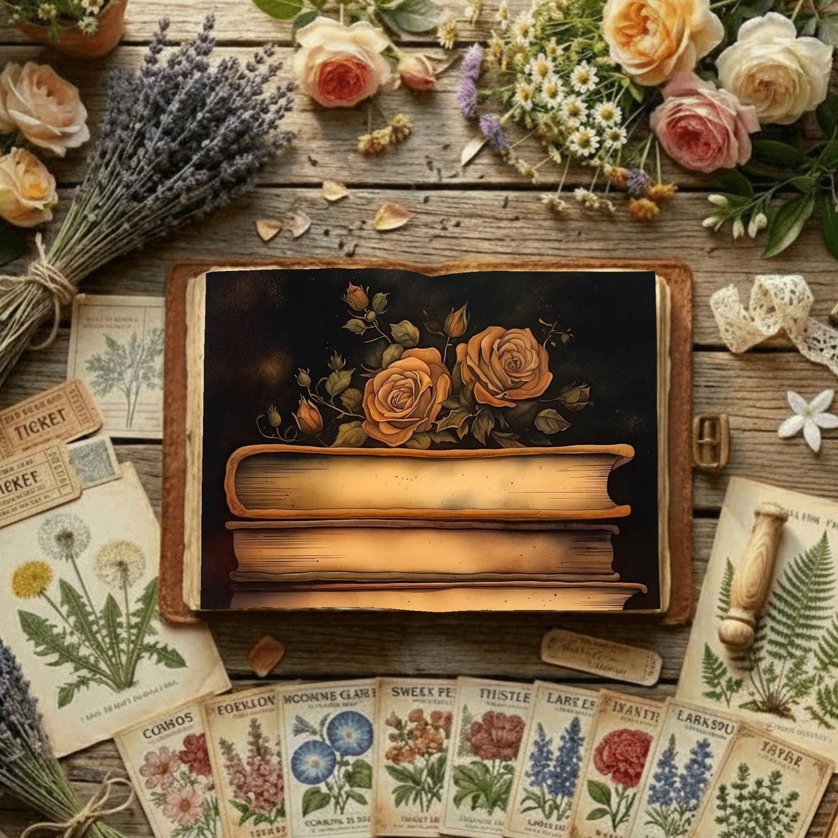 Floral Book Digital Papers