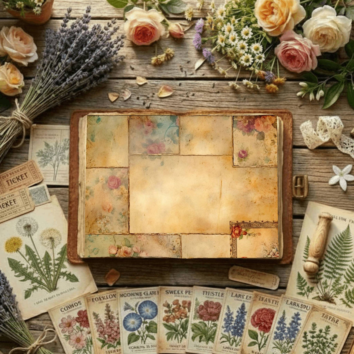 Floral Collage Digital Papers