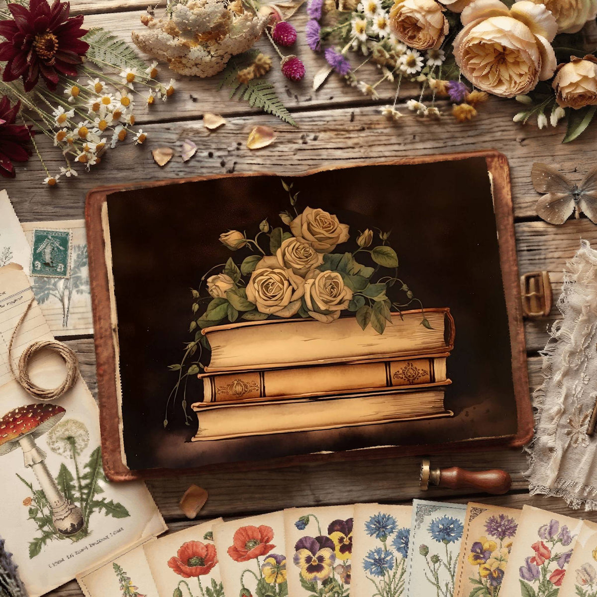 Floral Reading Digital Papers