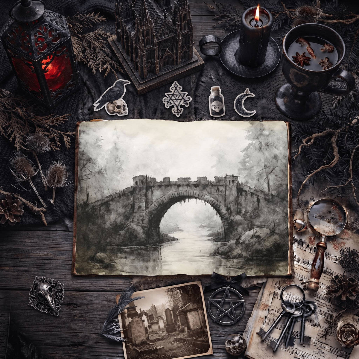 Gothic Bridge Digital Papers